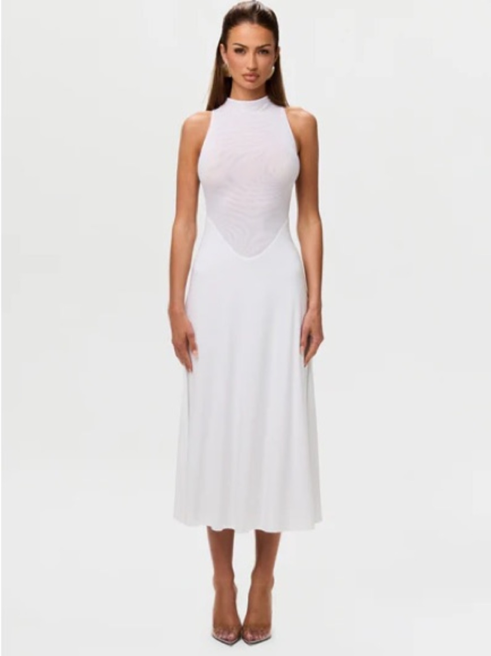 Naked Wardrobe • NWT Elegant White Sleeveless Dress PTP 15”-19”